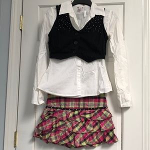 Justice Girl’s Mini Skort and Vest Set Schoolgirl